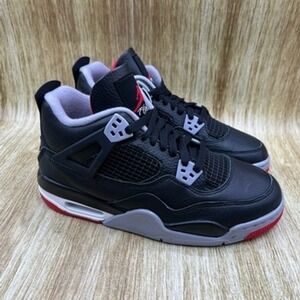Nike Air Jordan 4 Retro Bred Reimagined Youth Size 7Y Women's 8.5 FQ8213-006 NEW
